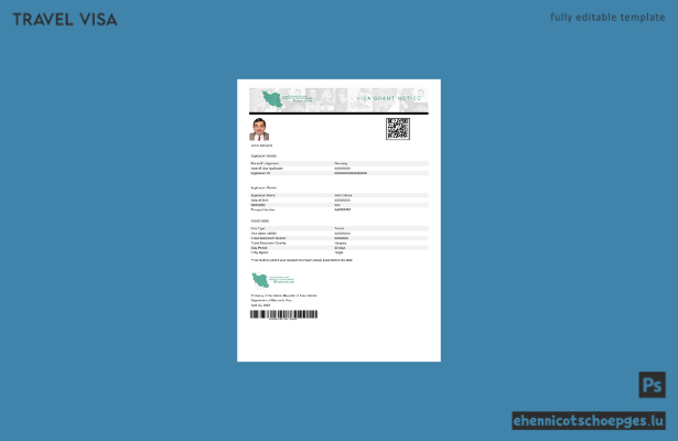 Iranisches E-Visum: Beispielansicht in Word und PDF